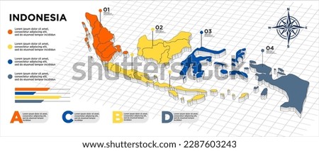 indonesia modern map with infographic, isolated on white background vector illustration eps 10