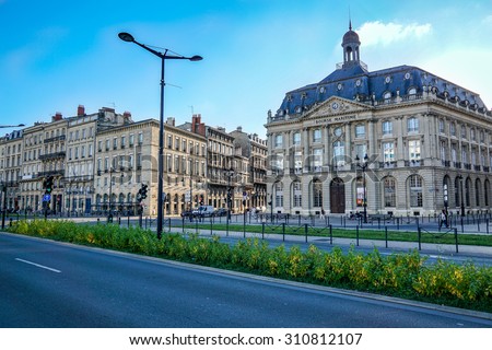 Bordeaux, France, August 28, 2015 : Bordeaux is European Best Destination in 2015 - The Bourse Maritime Marine Exchange Monument, Place Laine, Bordeaux