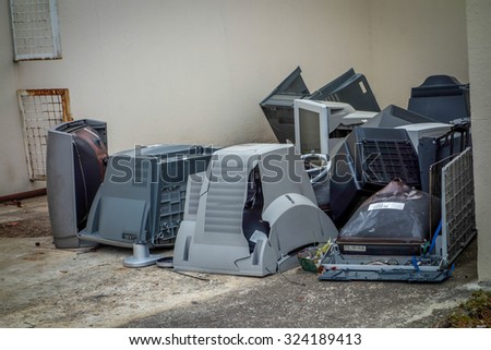 Electronic waste disposal with old televisions