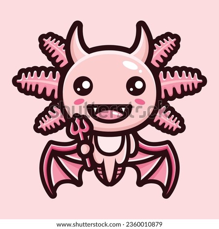 Cute devil axolotl celebrating halloween