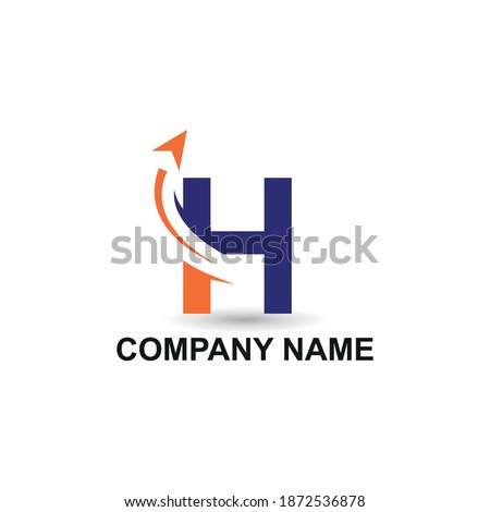 Initial H letter modern logo with arrow plane for logistic, travel, start up template brand