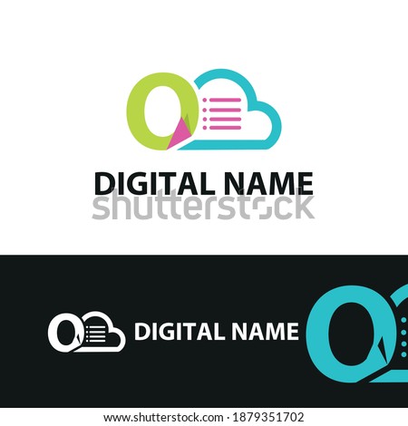 Data base storage initial letter O logo concept with cloud and document paper for technology concept logotype