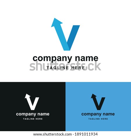 initial letter v with upward arrow for finance, development, success, training business logo concept
