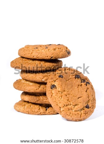 Chocolate Chip Cookies Tower isolated on a white background