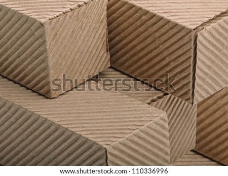 close-up corrugated cardboards boxes