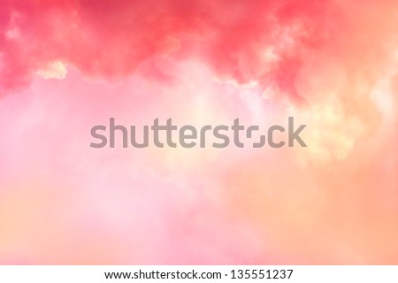 Beautiful coral sky with pink and red clouds