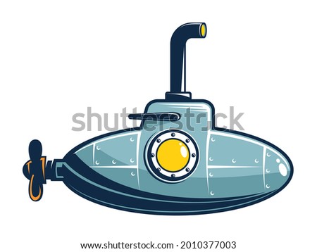 Retro small submarine with raised periscope