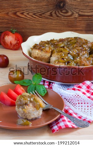meatballs with spicy sweet and sour plum sauce