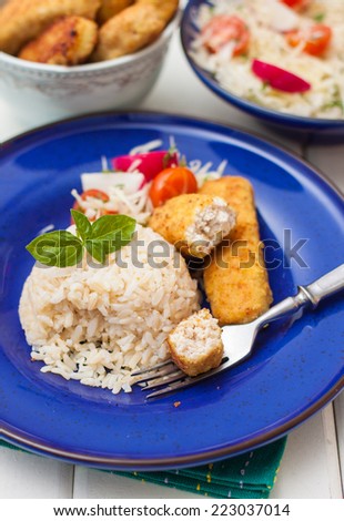 turkey cutlet with rice and vegetables