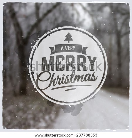 Merry Christmas creative graphic message for winter design.Vector blurred background