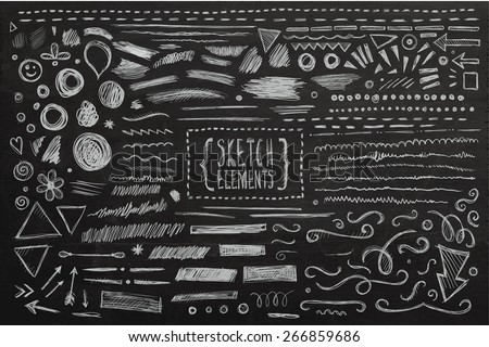 Hand drawn sketch hand drawn elements. Vector chalkboard illustration.