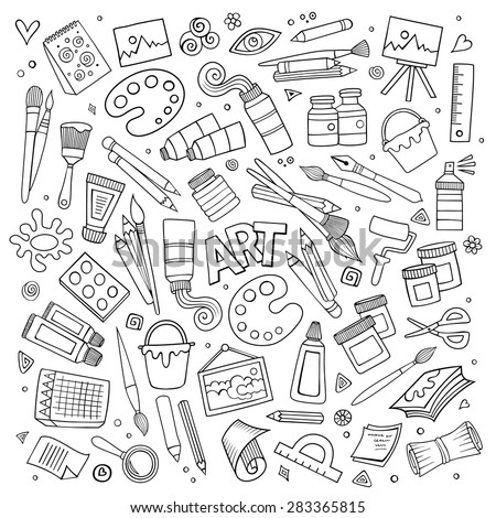 Cartoon Painting Tools Clipart Color Stock Vector (Royalty Free) 53408995, Shutterstock