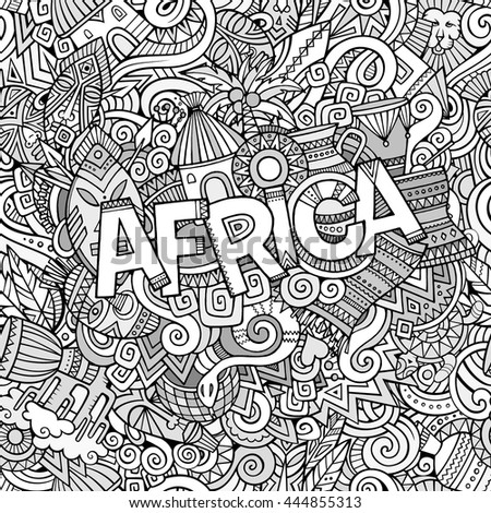 Cartoon Cute Doodles Hand Drawn African Illustration. Sketchy Picture ...