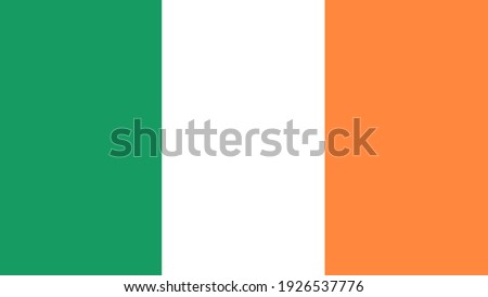 Irish flag of green, white, orange vector for St Patricks Day in March. Festive, celebration of pride and fun of Saint patron of Ireland. 