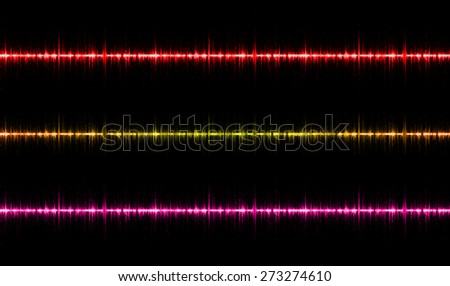 Sound waves oscillating glow red yellow pink light, Abstract technology background. dark background.