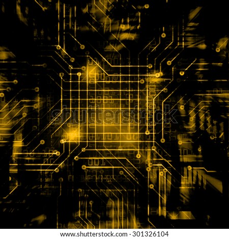 dark yellow color Light Abstract Technology background for computer graphic website internet circuit. illustration. infographics. binary code background. www. Spark. motion move blur