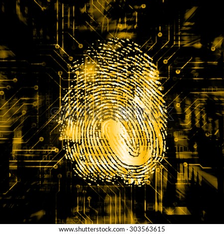 dark orange Abstract digital conceptual technology security background with lock. computer technology website internet web. infographics. fingerprint. Finger-print scanning