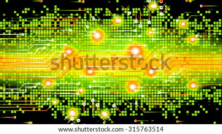 dark green orange pixel Light Abstract Technology background for computer graphic website internet and business.circuit. illustration. digital. infographics.binary code. one zero. motion move blur