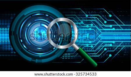 Magnifying Glass scanning and identifying a computer virus. Antivirus protection and computer security concept. PC.one zero.scan.technology digital website internet web.Brainstorm,Brain.Bulb Ideas.eye