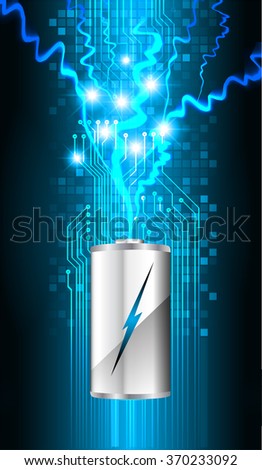 electric battery energy, vector illustration, dark green Light Abstract Technology background for computer graphic website internet. wave. silver. circuit. spark. bolt. thunderbolt. thunder