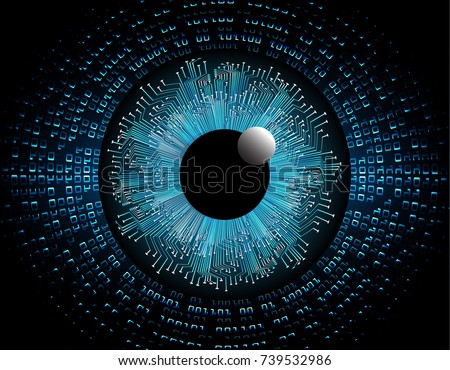 binary circuit board future technology, blue eye cyber security concept background, abstract hi speed digital internet.motion move blur. pixel vector
