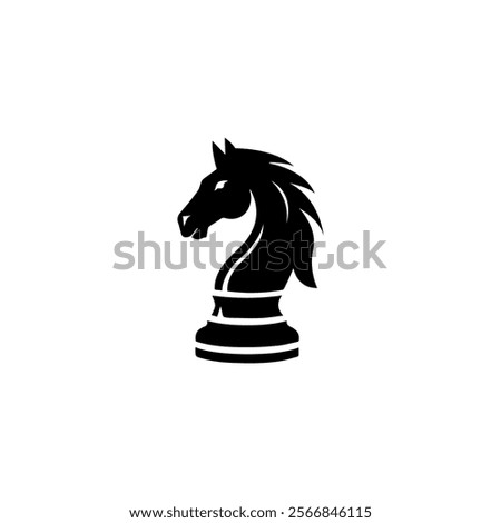 silhouette Black Chess Horse Knight Stallion Statue Sculpture logo design