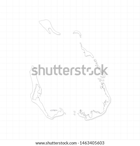 White Cocos Islands map and grid vector. Thin gray outline on white background. EPS10.