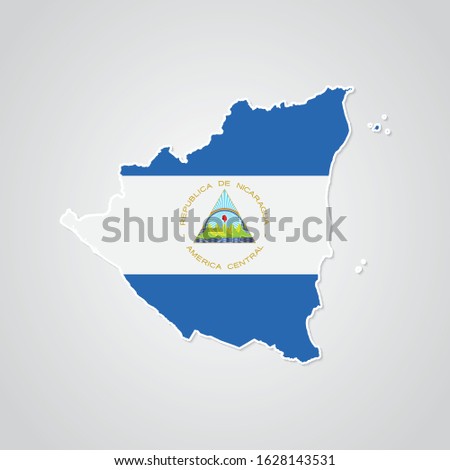 Sticker in form of Nicaragua map in flat style. Vector Illustration Eps10.