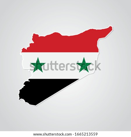 Sticker in form of Syria map in flat style. Vector Illustration Eps10.