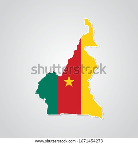 Sticker in form of Cameroon map in flat style. Vector Illustration Eps10.