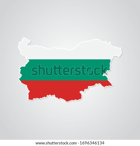 Sticker in form of Bulgaria map in flat style. Vector Illustration Eps10.