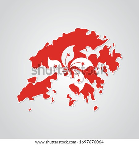 Sticker in form of Hong Kong map in flat style. Vector Illustration Eps10.