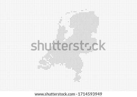 Pixel dotted map of Netherlands in grey. Vector illustration EPS10.