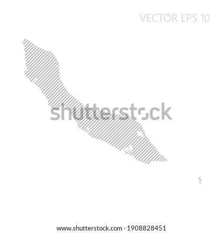 Abstract Curacao map with gray diagonal lines. Curacao stripes map. Vector illustration EPS10.