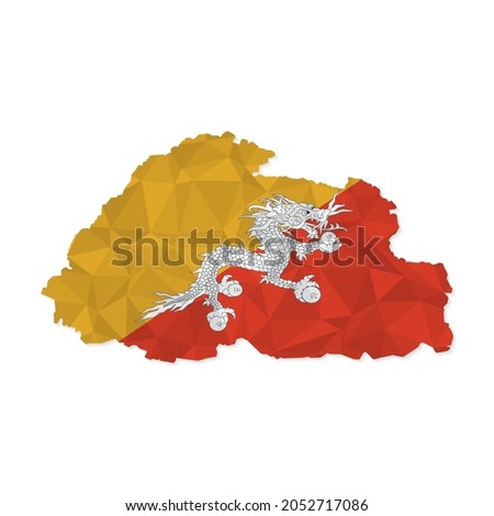 Bhutan map in polygonal style on white background. Vector illustration eps 10.