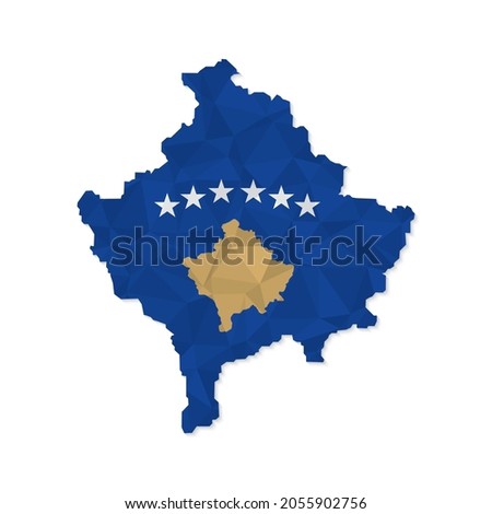 Kosovo map in polygonal style on white background. Vector illustration eps 10.