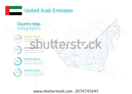 United Arab Emirates map with elements of infographics template. Vector eps10.