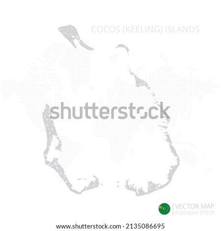 Cocos Islands grey map isolated on white background with abstract mesh line and point scales. Vector illustration eps 10