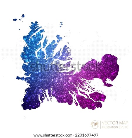 French Southern and Antarctic Lands map in geometric wireframe blue with purple polygonal style gradient graphic on white background. Vector Illustration Eps10.