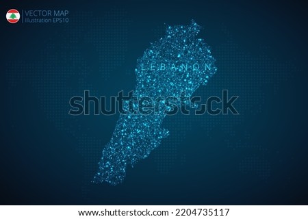 Business map of Lebanon modern design with abstract digital technology mesh polygonal shapes on dark blue background. Vector Illustration EPS10.