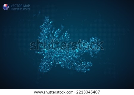 Business map of French Southern and Antarctic Lands modern design with abstract digital technology mesh polygonal shapes on dark blue background. Vector Illustration EPS10.