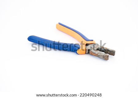 pliers blue handle tool isolated on a white background