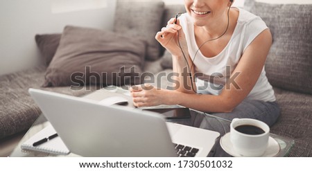 Similar – Image, Stock Photo Businesswoman having video chat on mobile phone with her colleague. Businesswoman working with data on charts, graphs and diagrams on computer screen