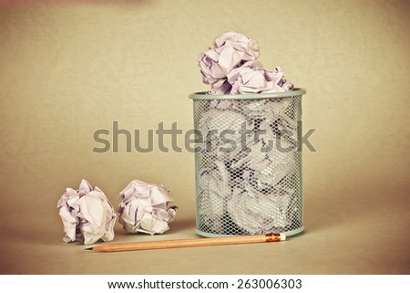 retro and vintage style of  crumpled paper waste  idea