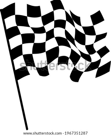 Waving black and white checkered racing flag