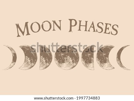 Moon phases vector full moon surface