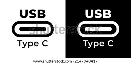 Vector icon symbol USB Type-C. Cable connection USB Type-C for mobile phone. 