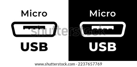 Vector icon symbol Micro USB. Cable connection Micro USB for mobile phone.