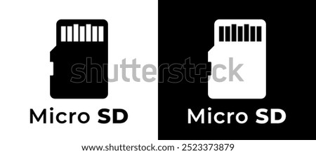 Micro SD card icons displayed in black and white formats for storage device identification purposes