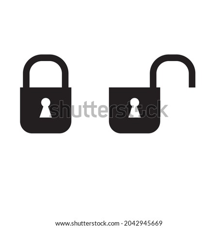 The lock is closed and the lock is open. Symbol, icon.Simple black image on a white background.